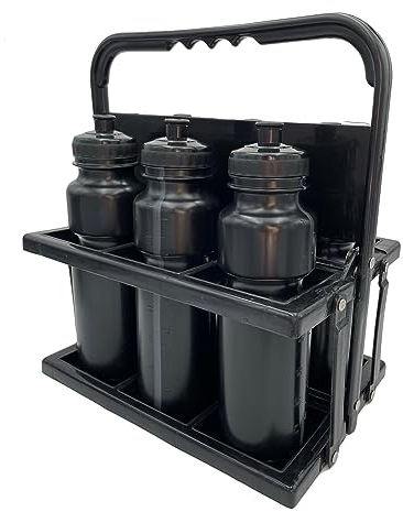 RHINOS sports Lot de 6 gourdes 750 ml avec support Noir