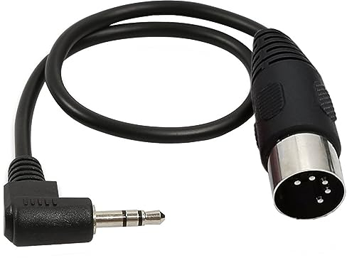 LOKEKE 5 Pin DIN MIDI Cable, MIDI DIN 5 Pin Male to 3.5mm 1/8inch TRS Male with 90 Degree Audio Jack Plug Cord Cable Wire for MIDI Keyboard Speaker(M T M, Black)