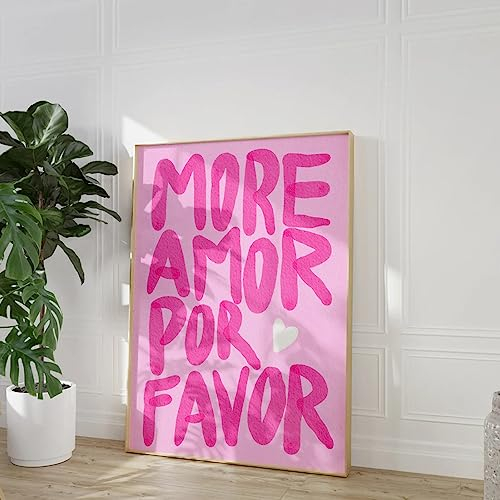 TANYANG Maximalist Sunshine More Amor Por Favor Eclectic Pink Love Quote Wall Art Canvas Painting Poster Für Wohnzimmer Home Decor 40X50Cm Kein Rahmen