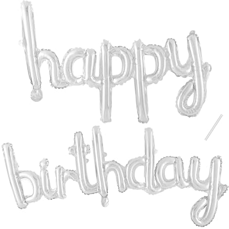 Happy Birthday Ballon,Silber Folienballon Happy Birthday Girlande Deko,Happy Birthday Luftballon Banner für Birthday Party Dekoration,Kinder Männer Frauen