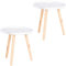 HOMCOM Coffee Table, Carved Floral Round Table with Tray-style Top and Wood Legs, Modern Side Table for Living Room, Set of 2, White