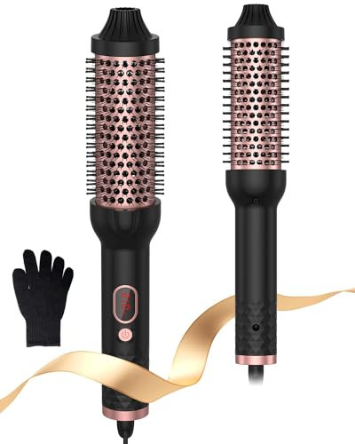 Volumen Haar Kamm Thermal Brush, 3 IN 1 Rundbürste Lockenbürste Warmluftbürste 120-210℃, 38mm Stylingbürsten Thermobürste Double Spannung Erhöhen Sie das Haarvolumen, Glättbürste, Lockenstab