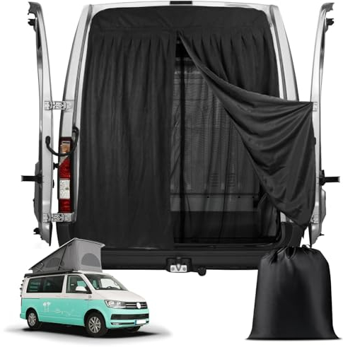 ZWPARTS Magnetischer Van Insektenschutz Maßgeschneidert für VW T6, Zweischichtig Auto Insektennetz Moskitonetze für Heckklappe, Reißverschluss in der Mitte Tür Insektengitter