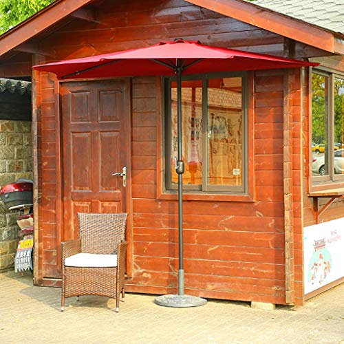 LiJJi Creative2.7m Outdoor Sun Umbrella Against The Wall Garden Parasol Patio Half Side Umbrella with Crank 38mm Tilt Pole EU