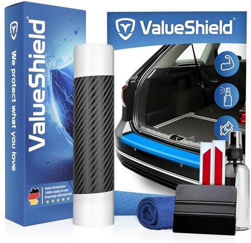 ValueShield Ladekantenschutz passend für BMW 5er G31 Touring 2017-2024 & M5 (5-Türer, Kombi): Hochleistungsfolie, Lackschutzfolie & Kratzschutz für Kofferraum, Stoßstange, Schweller | Carbon+Rot