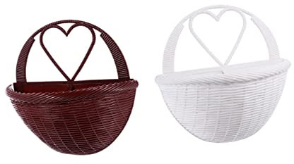 OFFSCH 2 Pièces Panier à Fleurs Imitation rotin Pot de Fleur Mural jardinières murales en Terre Cuite Jardiniere Plastique Pot de Fleur Plastique Mur de Pot de Fleur décors muraux Blanche