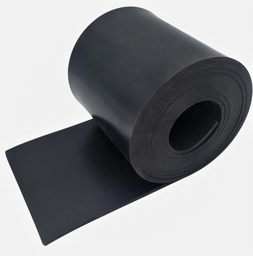 Wulkow Gummistreifen 2mm stark, 200mm x 3000mm x 2mm | BREITE: 20 bis 400mm, LÄNGE: 100 bis 10000mm, Gummimatte Gummirolle Gummiplatte Vollgummi Schürfleiste Hartgummi für Garten