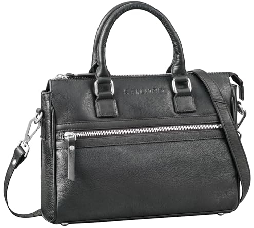 STILORD 'Corrine' Modische Handtasche Damen Leder Mittelgroß Shopper mit Reißverschluss Henkeltasche und Schultertasche Frauen Lederhandtasche Damen Echtleder, Farbe:schwarz