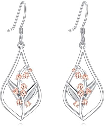 Lilie des Tales Ohrringe 925 Sterling Silber Blume Dangle Ohrringe Träne Schmuck Geschenke für Ladies Damen