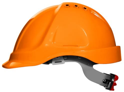 Stenso Bauhelm Schutzhelm Bauarbeiterhelm - EN 397 Zertifiziert, Größe 52-63 cm, ABS Material mit 6 Belüftungslöchern, HDPE-Schraube, Kunstleder, Anti-Schweiß, 360 g, 3 Jahre Betriebsdauer Orange x 1