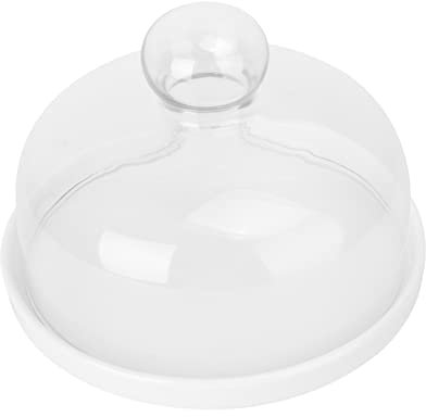 PRETYZOOM 1 Set Glass Cover Tray Bakery Cloche Gateau Cake Stand with Lid Cloche Fromage Showing Pastry Display Cheese Dome Support Cake Plate with Dome Small Cake Dome White Lead- Glass
