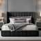 Furnishion Wingback Panel King Size Bed Frame with Storage - Black Velvet Ottoman Bed King Size - Panel Storage Bed and Mattress Included - 48inch High Headboard