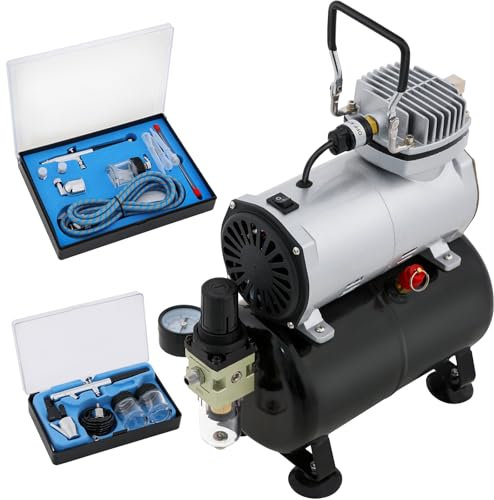 VELPEX Airbrush Kit with Air Compressor with 2pcs Airbrush Kit and 1pcs High Working Pressure Air Compressor, for Hobbies Crafts Nail Art Tattoos Cake Decorating Cosmetics Furniture refinishing
