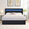 King of Dreams Lit Coffre dehoussable 160x200 cm avec tête de lit LED - 14 Lattes - Montage Facile - revêtement PVC Simili Entretien simplifié