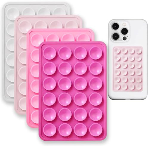 NICECONE 4 soportes de silicona con ventosa para teléfono, soporte antideslizante de agarre fuerte para videos de selfies de Tiktok, soporte de teléfono de ducha con espejo adhesivo compatible con