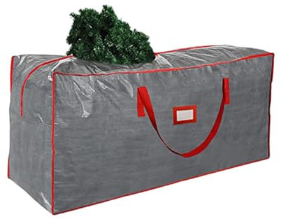 Treer Custodia Porta Albero di Natale, Custodia Albero di Natale 270 cm, Sacca per Albero di Natale Impermeabile, Borsa Porta Albero di Natale con Cerniera e Manici (106x25x25cm,Grigio)
