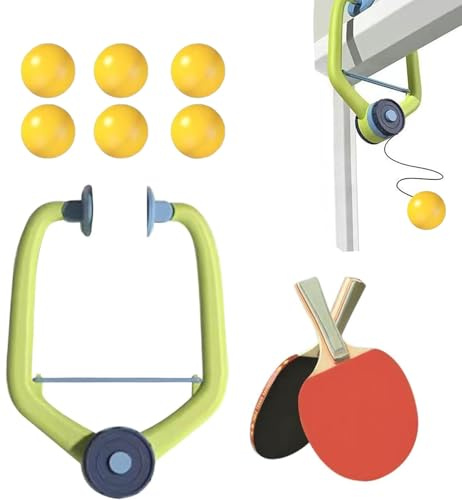 Quixotical Jeu de Ping-Pong de Porte – Entraîneur de Tennis de Table Réglable pour Cadre de Porte, Tennis de Table Suspendu Portable d'Intérieur, avec Raquettes en Bois et Balles pour Enfants