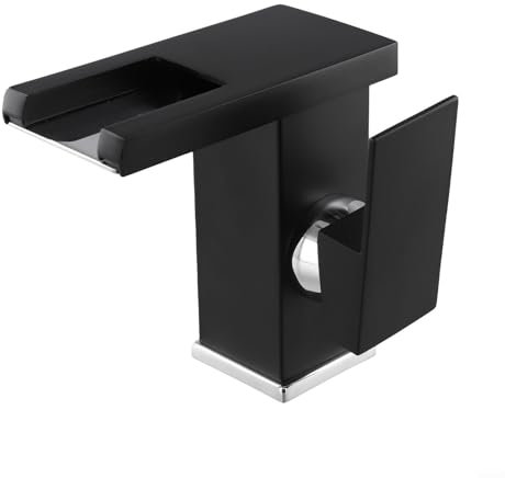 Robinet de lavabo lumineux à LED avec effet cascade en laiton et double contrôle de la température (noir)