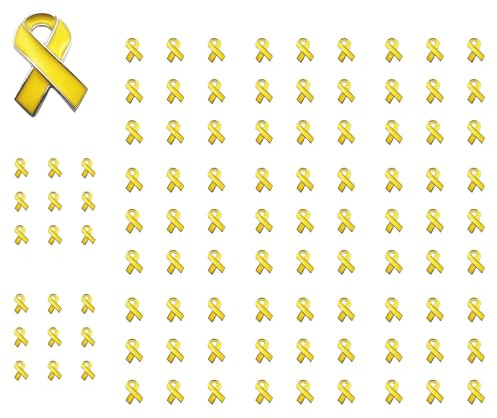 DaPongZhi Lot de 100 Broches à Ruban Jaune pour Sensibilisation au Cancer des os,Pins pour Les tumeurs sacrées,Broches En Forme De Ruban Jaune Épingles élégantes pour Enfants