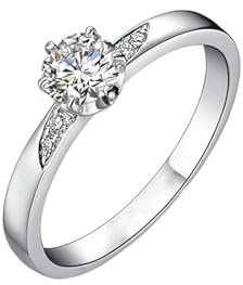 Whoiy Weißgold Ring Trauringe, Eheringe Echtgold 375 Damenring 9 Karat Echt mit 0.3ct Diamant Bandring Unique für Damen Gr. 57 (18.1)