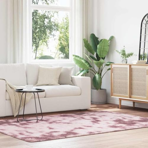 Yunovire Teppich Shaggy Hochflor NAVARRA Altrosa, 160x230 cm Polyester, weich, rutschfest, für Wohnzimmer, Schlafzimmer, robuste Raum Dekoration