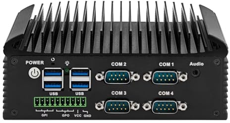 ROUAFWIT Industrial PC i5 8250U(2C/4T) Fanless Mini PC 4RS232 COM,2RJ45 LAN, HD+VGA Dual Display, 6USB, GPIO, WiFi, BT, Industrial Fanless Embedded PC DDR4 16GB RAM 256GB SSD
