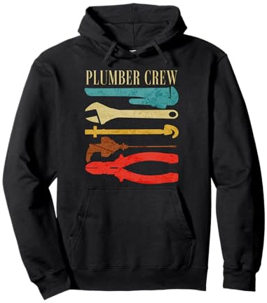 Plumber Crew Retro Plumbing Tools Vintage Pipefitter Wrench Pullover Hoodie