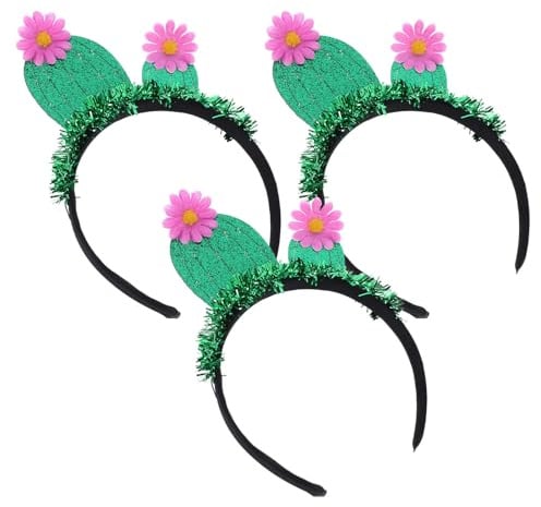 ABOOFAN 3 Stück pack Kreative Kaktus Haarreifen aus Kunststoff und Stoff Süße Partykostüm Accessoires für Geburtstage und Festliche Feiern Einzigartiges Design und Vielseitige Verwendung