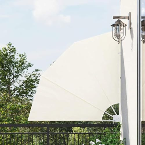Mokuyary Faltbarer Balkonfächer Creme 140x140 cm Windschutz Seitenzugmarkise, Sichtschutz Sonnenschutz Markise für Balkon, Terrasse, Garten