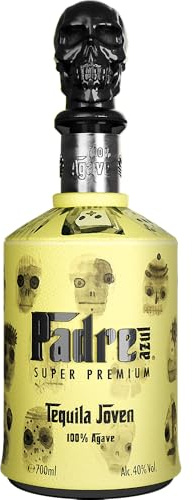 1 Flasche Padre Azul Super Premium Joven Tequila - Indira Monica Castellon Artist Edition 2025 - Luxus Tequila mit Designer-Flasche - 0,7 l 40% vol. inkl. LOVEVINO Silver Button Sticker