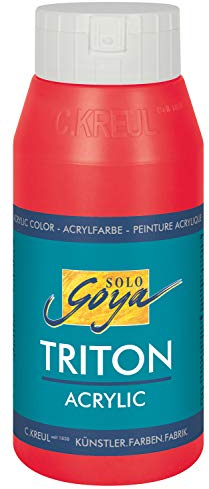 KREUL 17027 - Solo Goya Triton Acrylfarbe kirschrot, 750 ml Flasche, schnell und matt trocknend, Farbe auf Wasserbasis, in Studioqualität, vielseitig einsetzbar, gut deckend und ergiebig