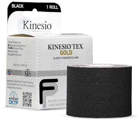 Kinesio Taping - Elastic Therapeutic Athletic Tape Tex Gold FP - Black – 2 in. x 16.4 ft