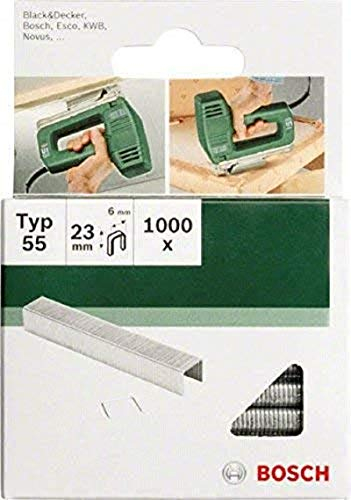 Bosch 1000x Klammer Typ 55 (Textilien/Gewebe, Teppich, Akustikplatten, Rasenteppich, 6 x 1.08 x 23 mm, Zubehör Tacker)