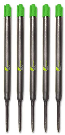 5 x Green Quality Refills Compatible for Parker Ballpoint Medium (Pack of 5 biro Refill)