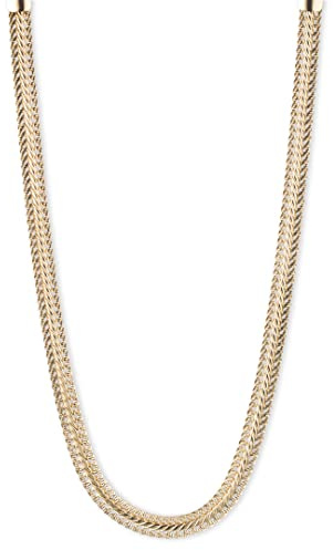 Anne Klein Gold Tone Herringbone Chain Necklace for Women – Adjustable Flat Collar Necklace, 17 Inch Chain with 3 Inch Extender, Lobster Clasp Fashion Jewelry, Classic Gold Tone Necklace