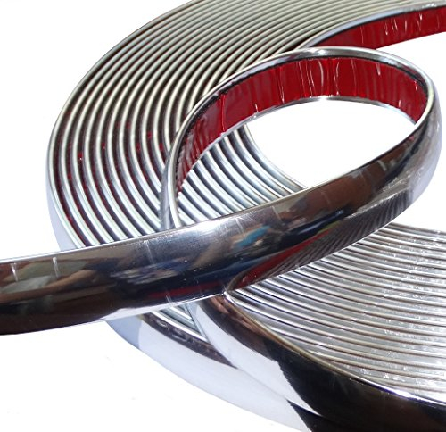 Aerzetix: 20mm 4.5m Klebebandstreifen Chrom-Nickel-Silber-Farbe