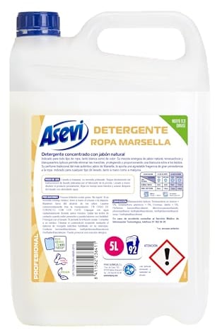 Asevi Detergente Líquido para Lavadora Marsella - Detergente para Ropa Blanca y de Color con Fórmula Concentrada - Jabón Natural de Marsella para una Ropa Limpia y Cuidada - 92 Lavados