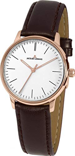 JACQUES LEMANS Damen-Armbanduhr Retro Classic Analog Quarz Leder N-217D