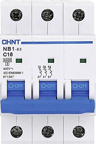 Chint NB1-63C3P16 Miniatur-Sicherungsschalter, 16 A, 3-polig, C-Curve, 6 kA
