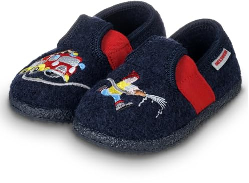 Giesswein Kinder Hausschuhe Trulben - Warme Wollfilz-Slippers für Jungen | Rutschfeste Latex-Sohle – weiche Pantoffeln & kuschelige Kinder Hausschuhe für Zuhause & kalte Tage