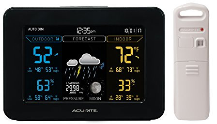 ACURITE Color Weather Station with High Low Temperature and Humidity with Moon Phase, Dark Themed (02027A), Black Display, No Size