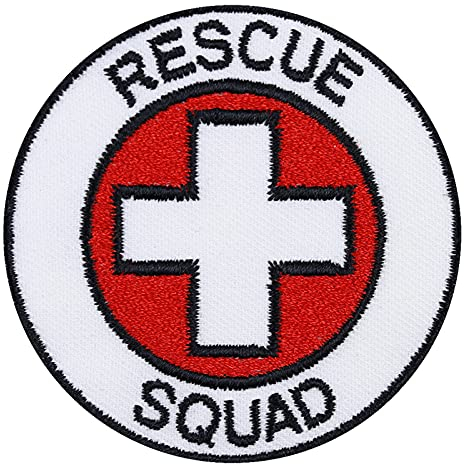 Rettung Aufnäher mit Stickerei Samariter, Rescue Squad Patch, Rotes Kreuz Abzeichen zum aufnähen, Rettungssanitäter Applikation für Uniform/Jacke/Tasche, 62x62mm