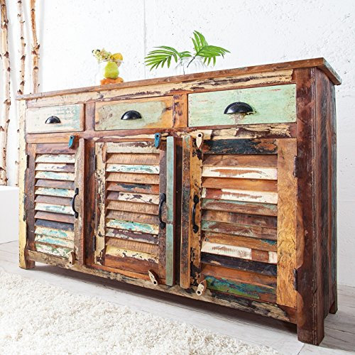 cagü - Exklusives Sideboard [Borneo] aus RECYCELTEM Teak MASSIVHOLZ 125cm, NEU!