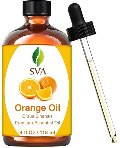 SVA Organics Orange Öl Sweet Brazilian 100% reines natürliches unverdünntes Premium-Öl in therapeutischer Qualität für Haut, Gesicht, Haare, Massage, Diffusor, Aromatherapie, 4 Fl Oz (1er Pack)