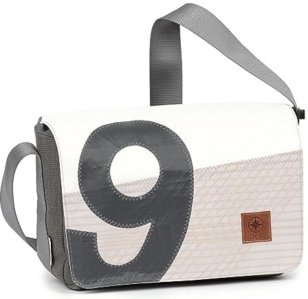 360° Barkasse Mini Segeltuchtasche, Recycling Laptoptasche bis 13'', Umhängetasche Tweed, Kevlar, Zahl grau Crossover, Messengerbag
