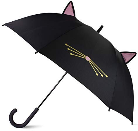 Kate Spade New York Large Lightweight Travel Umbrella, Black Cat