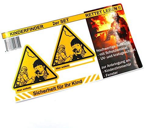 Kinderfinder 2er Set Aufkleber Brandschutz Leitsystem für Feuerwehr R052 (PVC Folie)