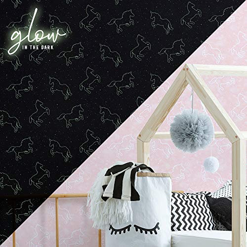 Superfresco Illumicorn Pink Glow in The Dark Wallpaper