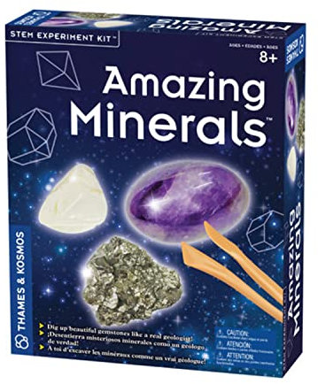 Thames & Kosmos Amazing Minerals STEM-Experimentierset | 3 echte Mineralproben ausgraben | Entdecken Sie Kristalle, Steine und Mineralien | 3-sprachige Bedienungsanleitung (Englisch, Französisch,