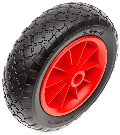 Plastic Red Wheel PU Solid Puncture Proof Tyre 10 Inch 3.00-4 130kg Wheelbarrow
